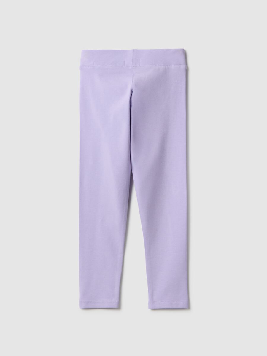 Girls' purple slim fit stretch cotton leggings_1