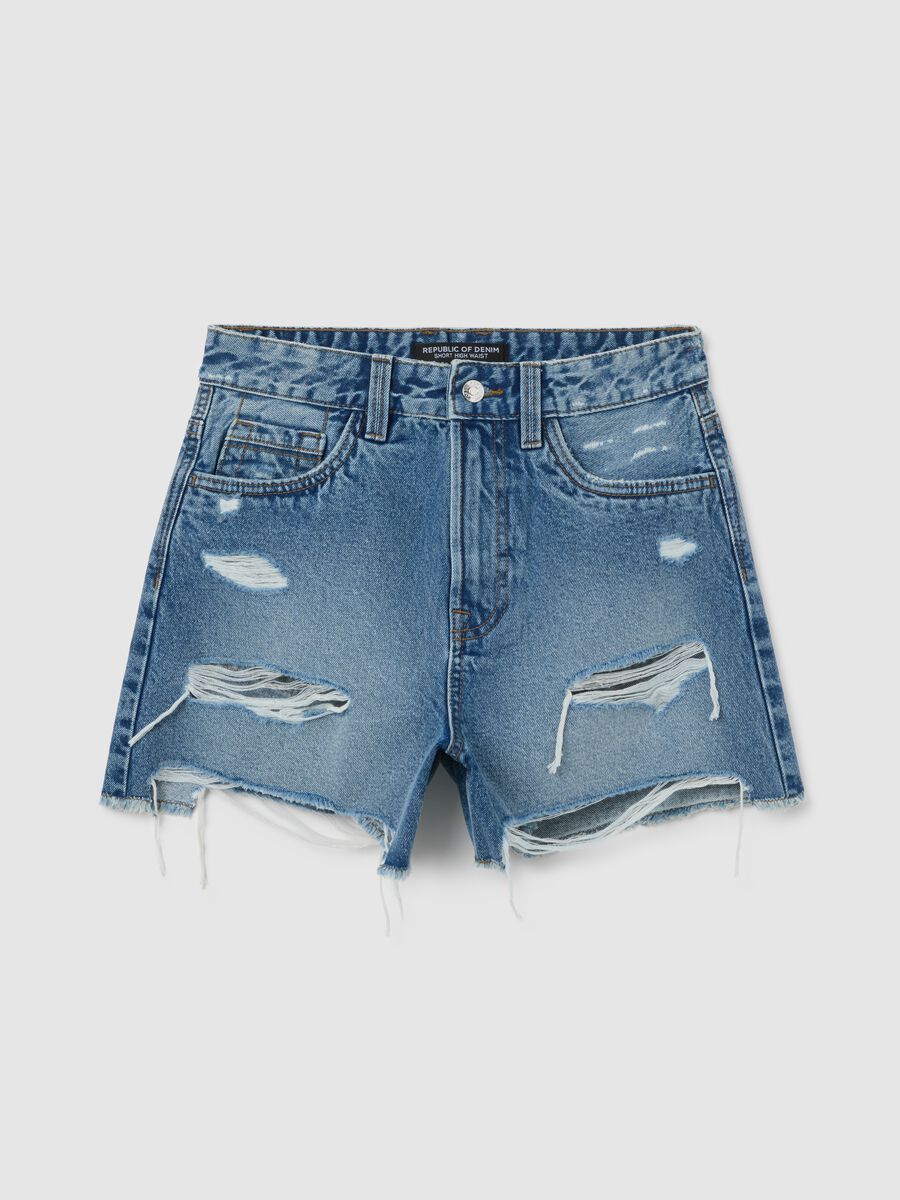 Shorts da donna in puro cotone denim regular fit_0