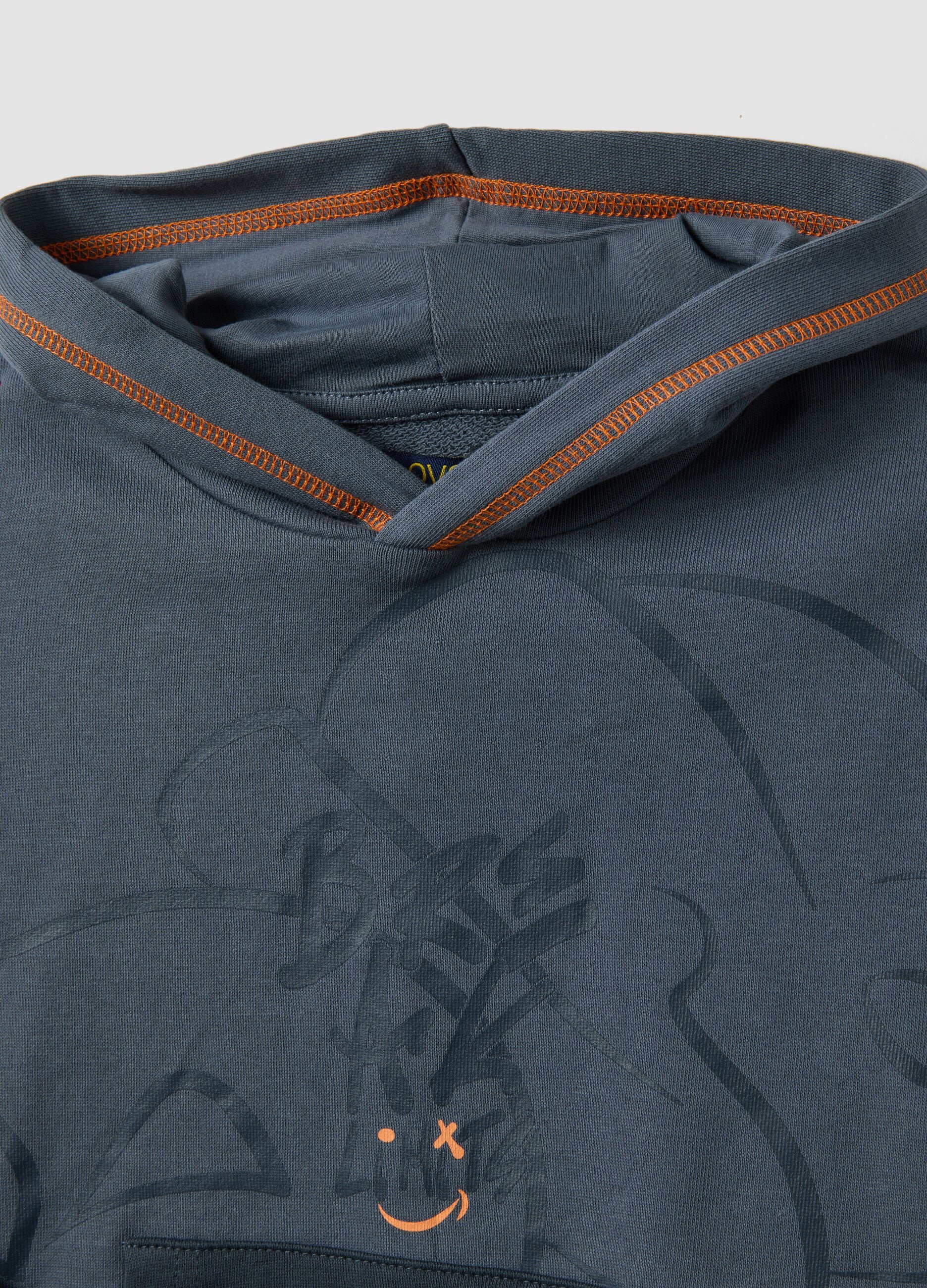 Grey pure cotton hoodie