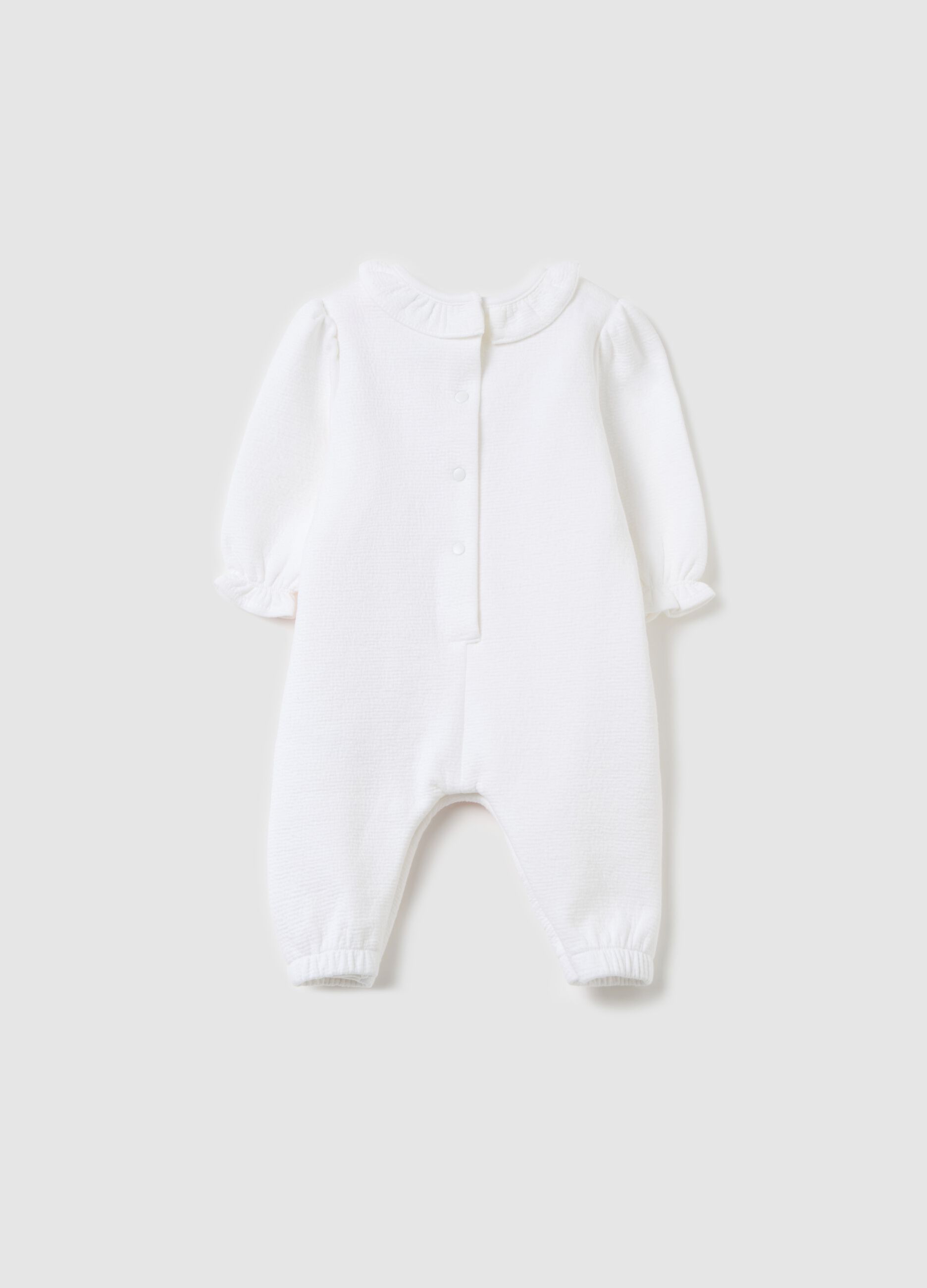 Crêpe onesie with "My little flower" embroidery