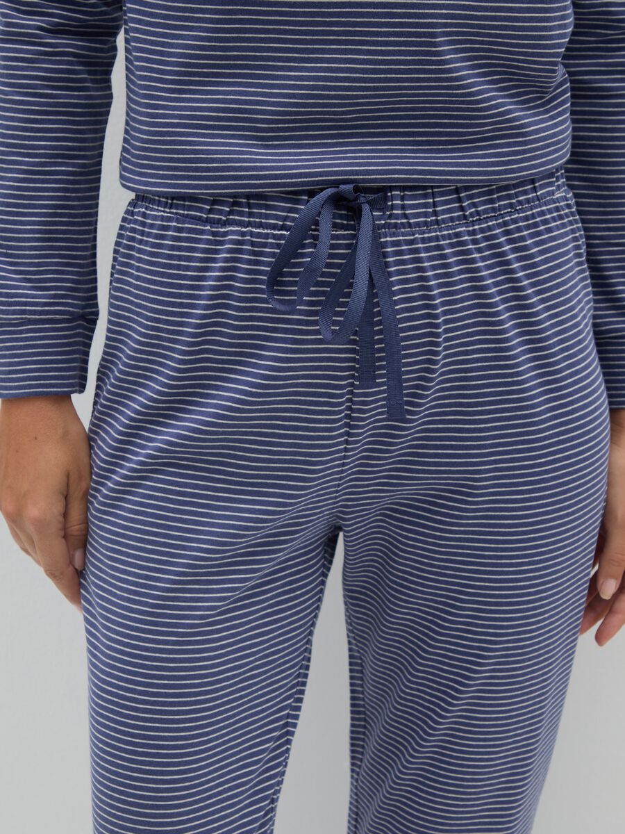 Pantaloni pigiama blu in cotone_3