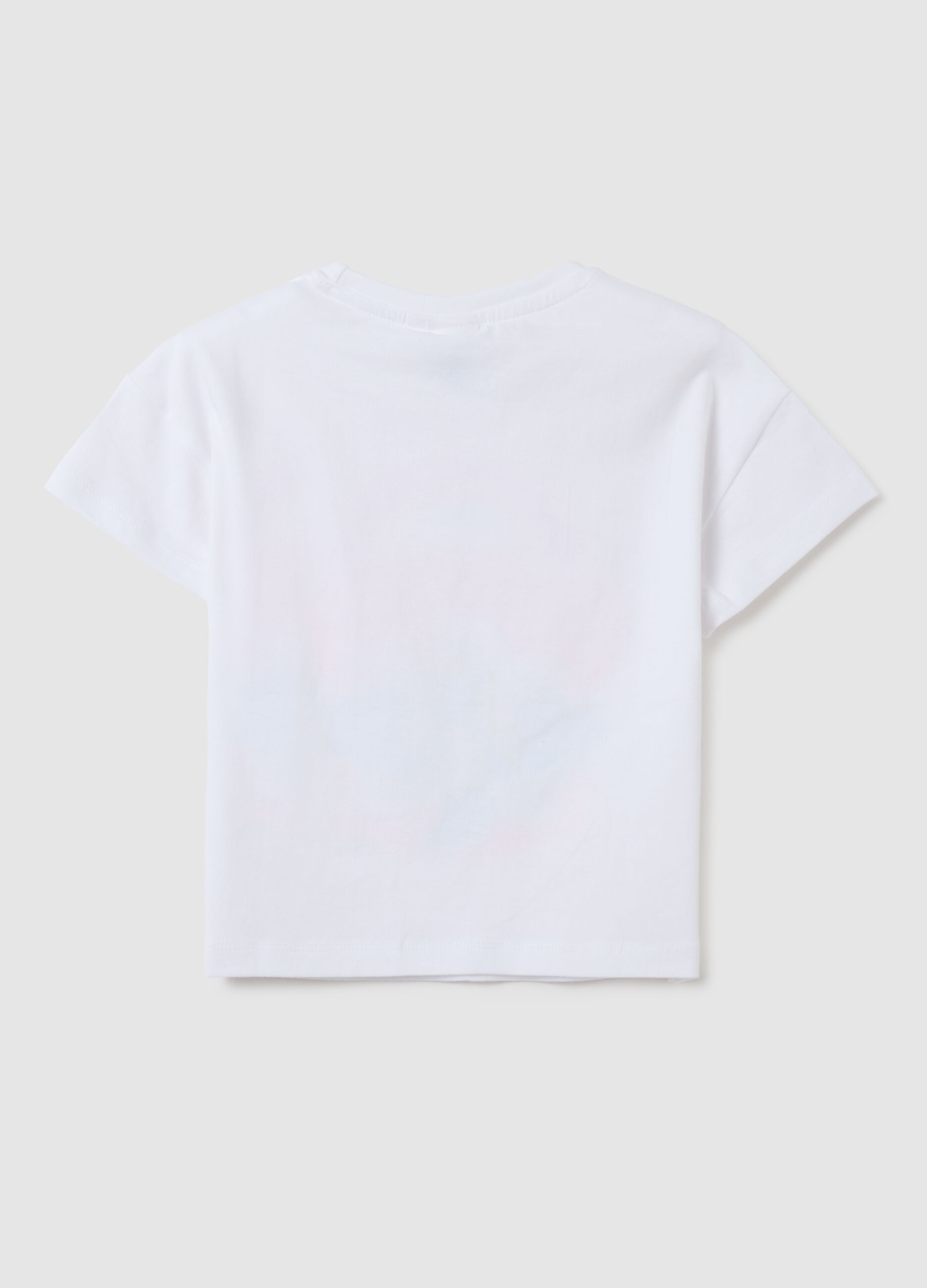 T-shirt da bambina in cotone elasticizzato bianca con stampa Puffi