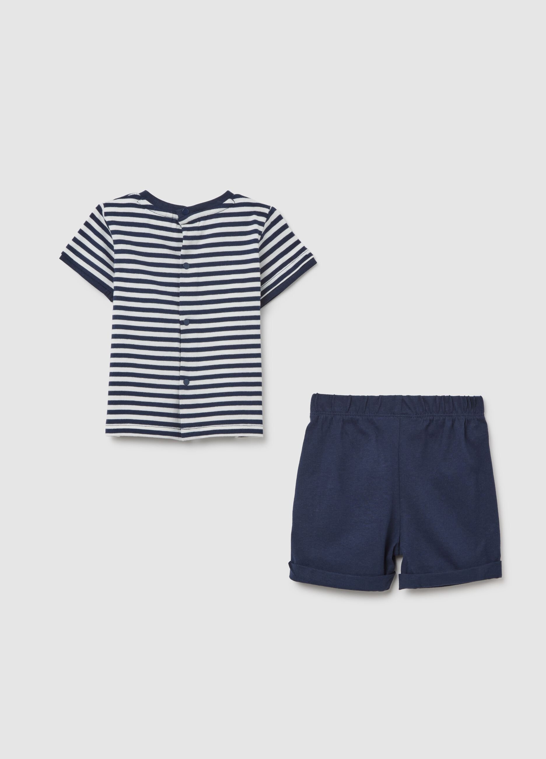 Children's pure cotton multicolour set with blue and white stripes