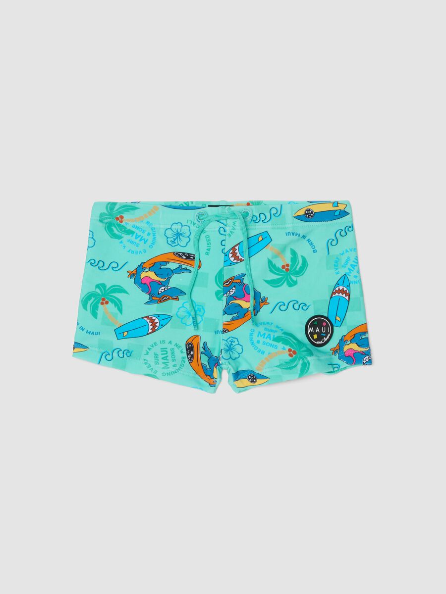 Boys&rsquo; blue stretch swim shorts with print_0