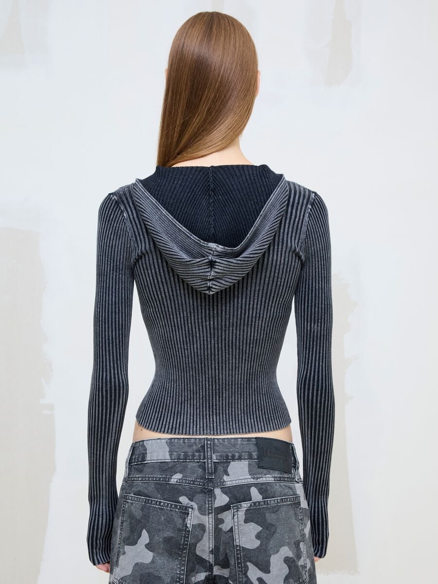 Ribbed Knit Hoodie in Vintage Grey_3