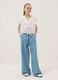 Girls&rsquo; light blue pure cotton wide-leg denim trousers_0
