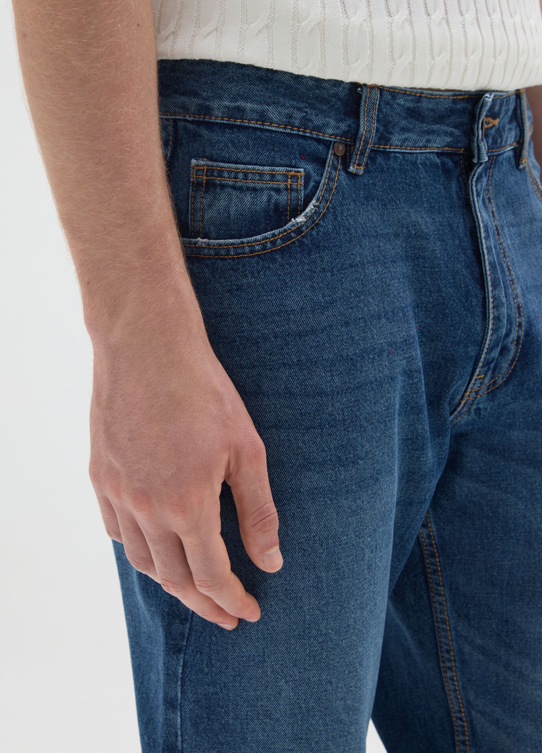 Blue pure cotton jeans with relaxed fit