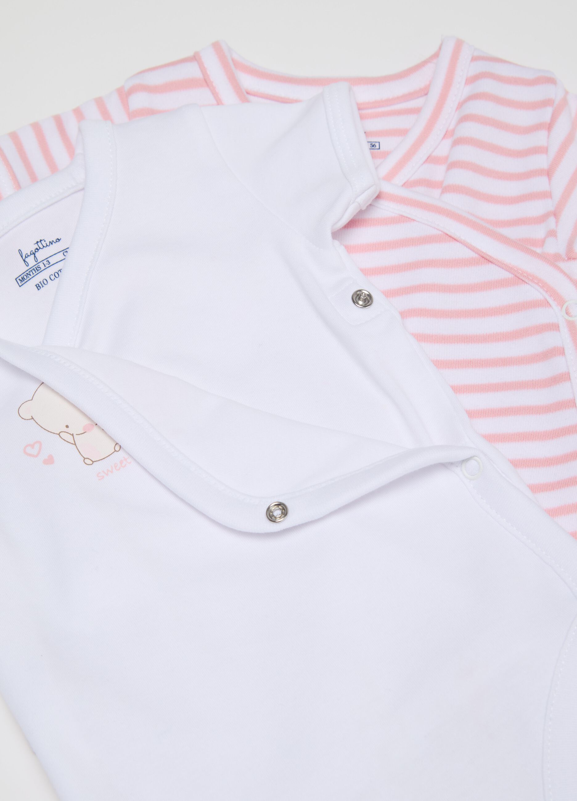 Bipack body in cotone bio con scollo a V 