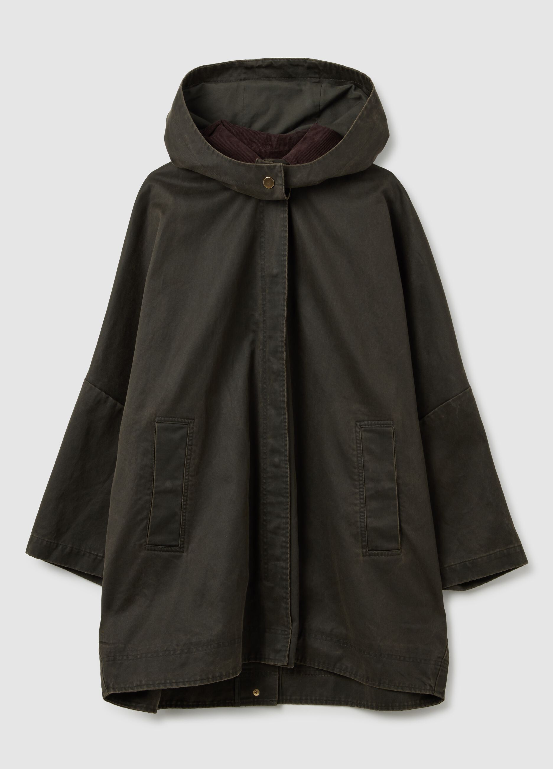 Over fit brown cotton blend jacket