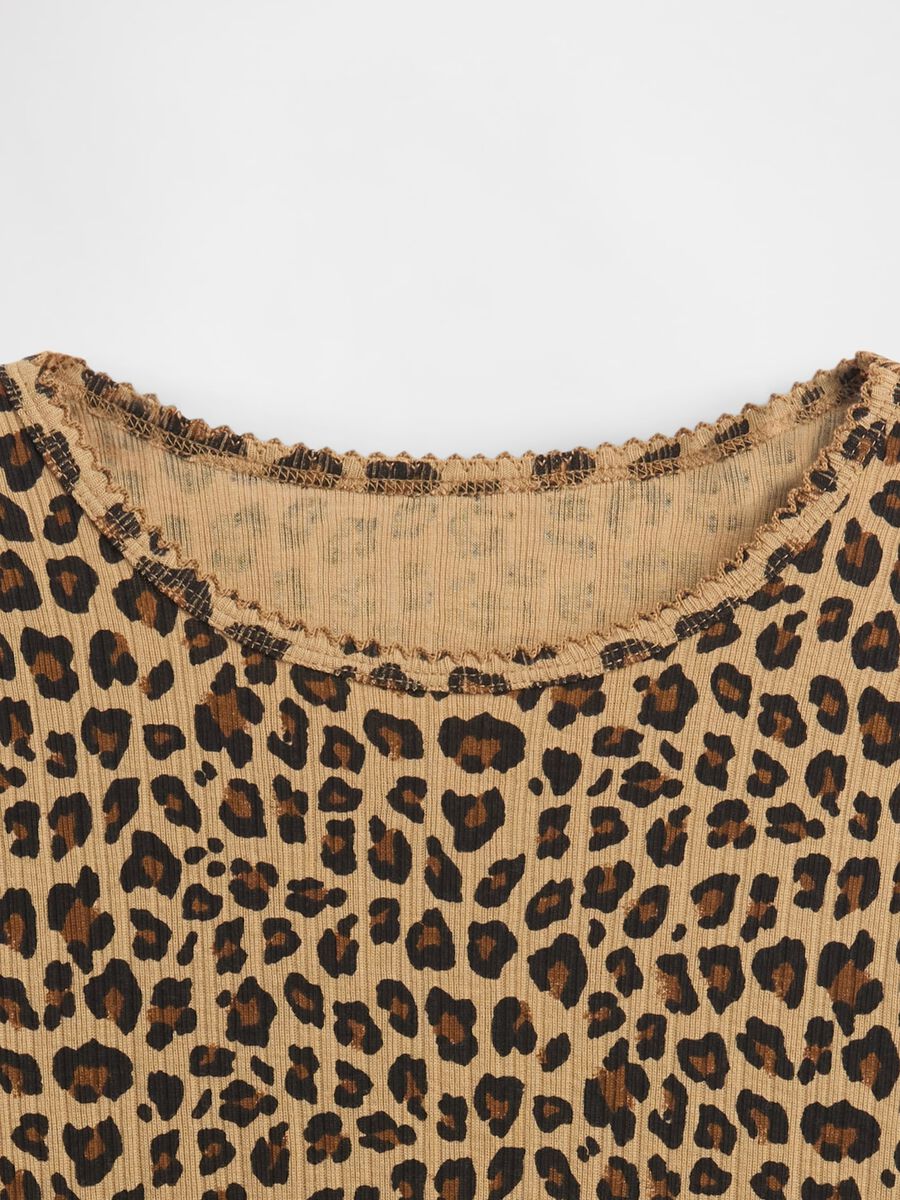 Maglia a maniche lunghe marrone leopardata in cotone_3