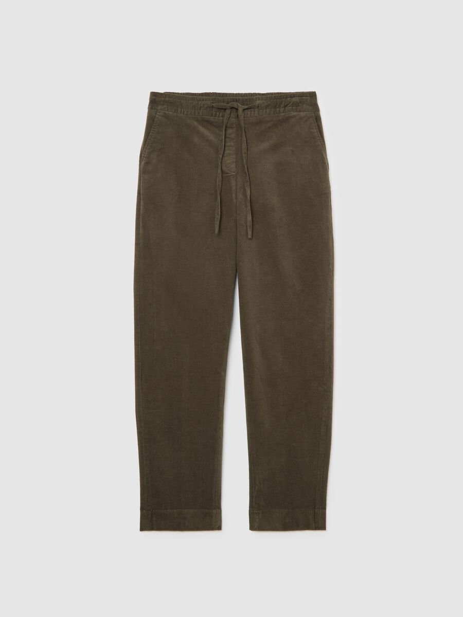 Pantaloni in cotone elasticizzato verdi regular fit_4