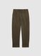 Green regular fit stretch cotton trousers_4