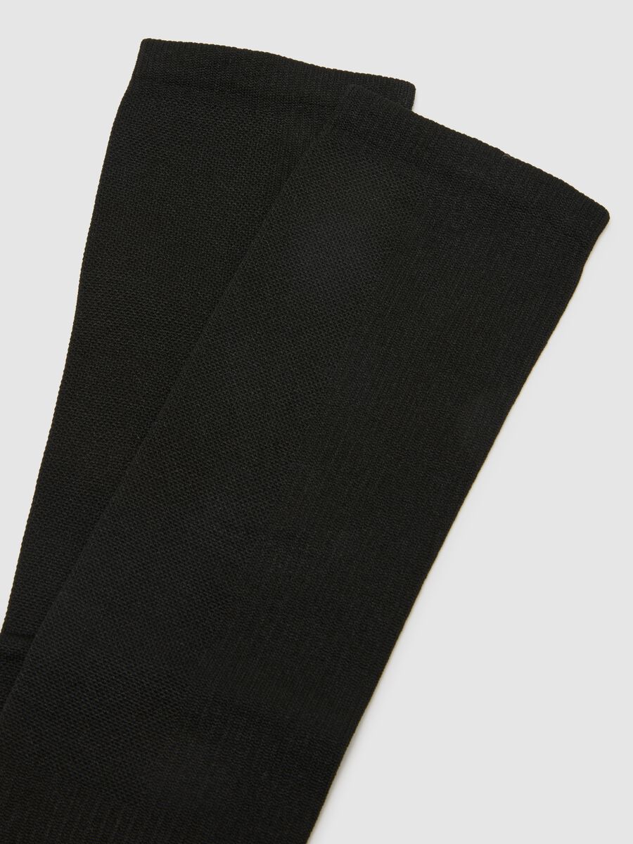 Black long socks in stretch fabric_2