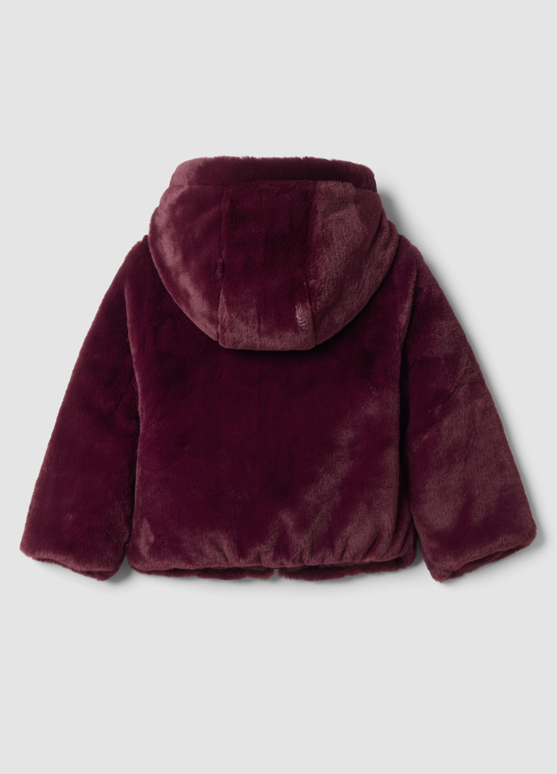 Plum purple padded jacket with hood and zip
