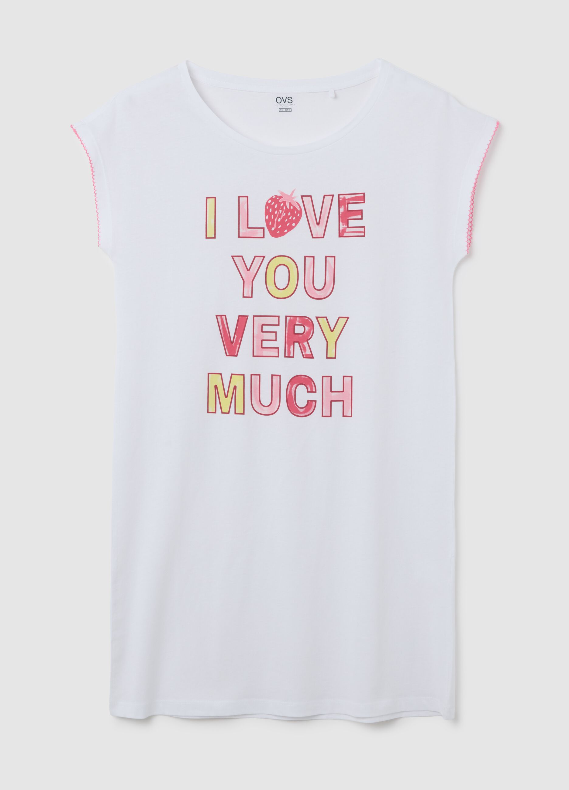 Women's White Pure Cotton Nightdress Regular Fit with 'I Love You Very Much' Print