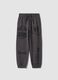 Pantaloni jogger grigi in puro cotone con stampa sportiva_0