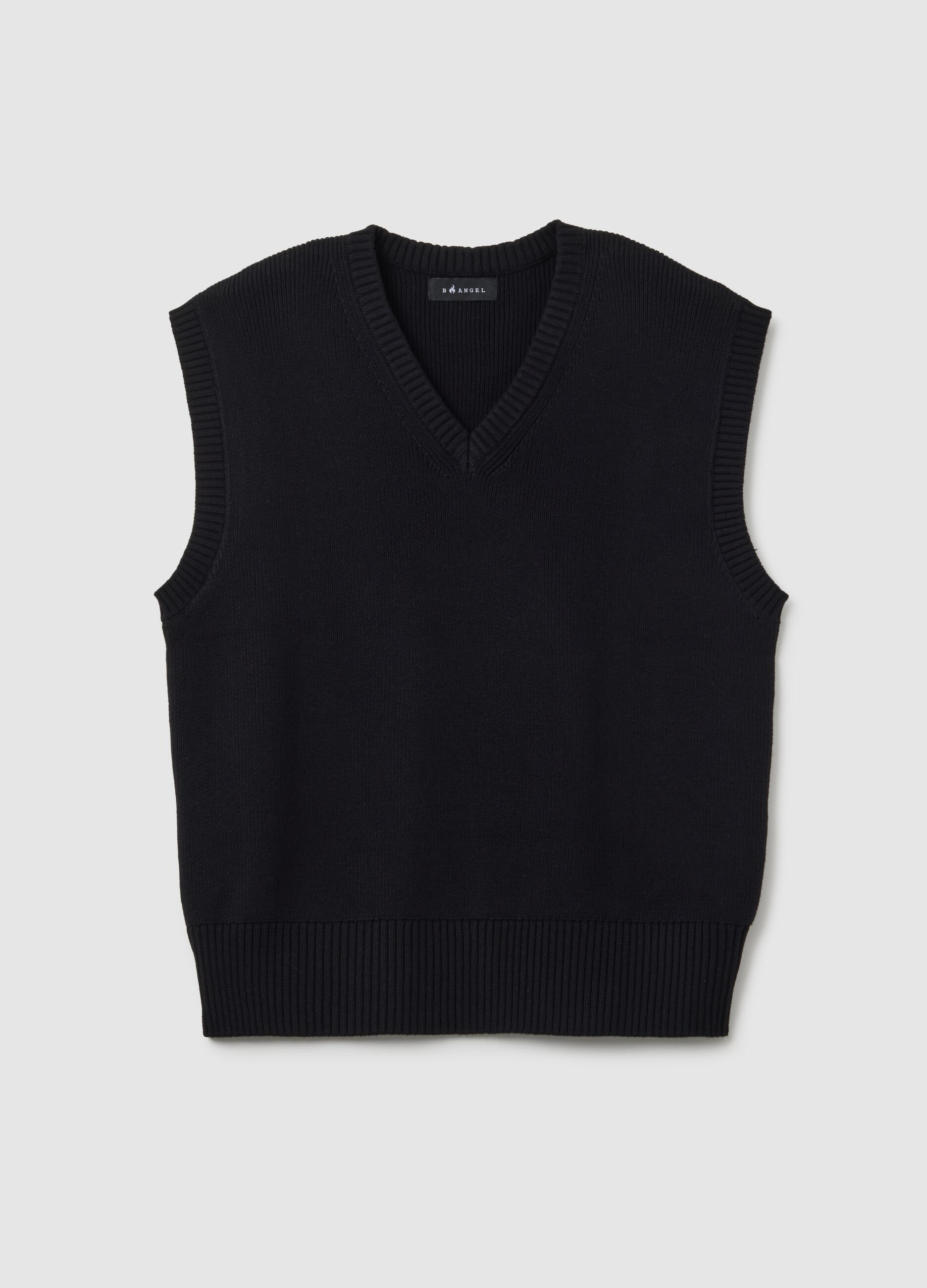 Gilet in puro cotone nero regular fit