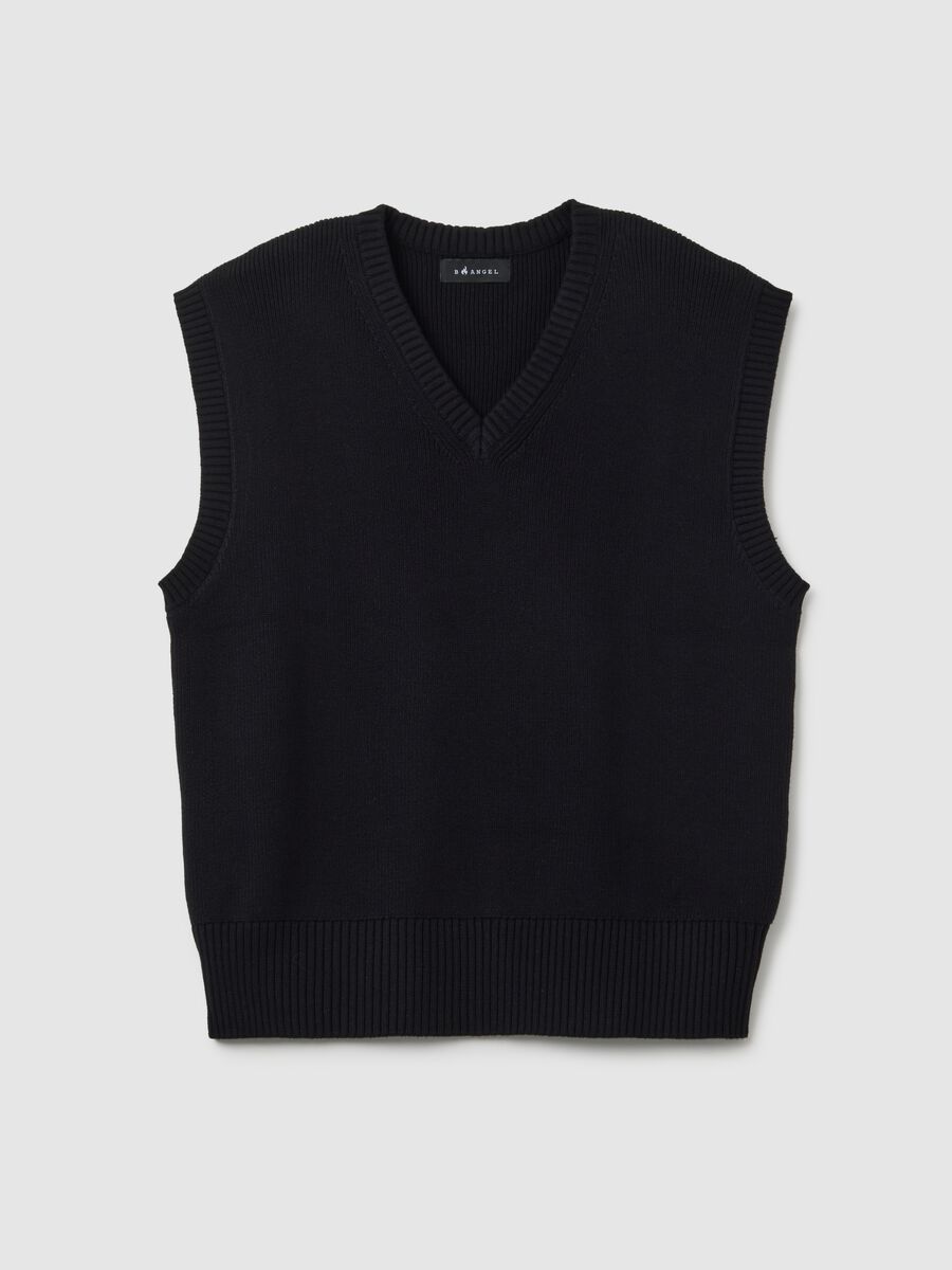 Gilet in puro cotone nero regular fit_0