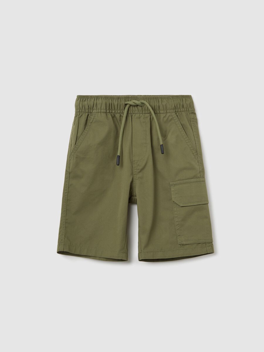 Green cargo shorts with drawstring_0