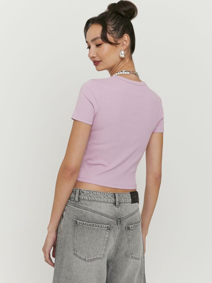 T-shirt in cotone elasticizzato rosa regular fit_1