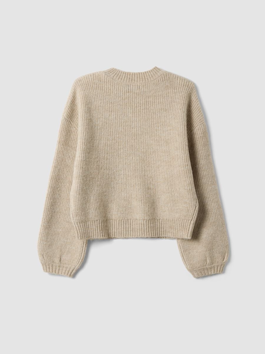 Maglione beige m&eacute;lange in lana elasticizzata_1