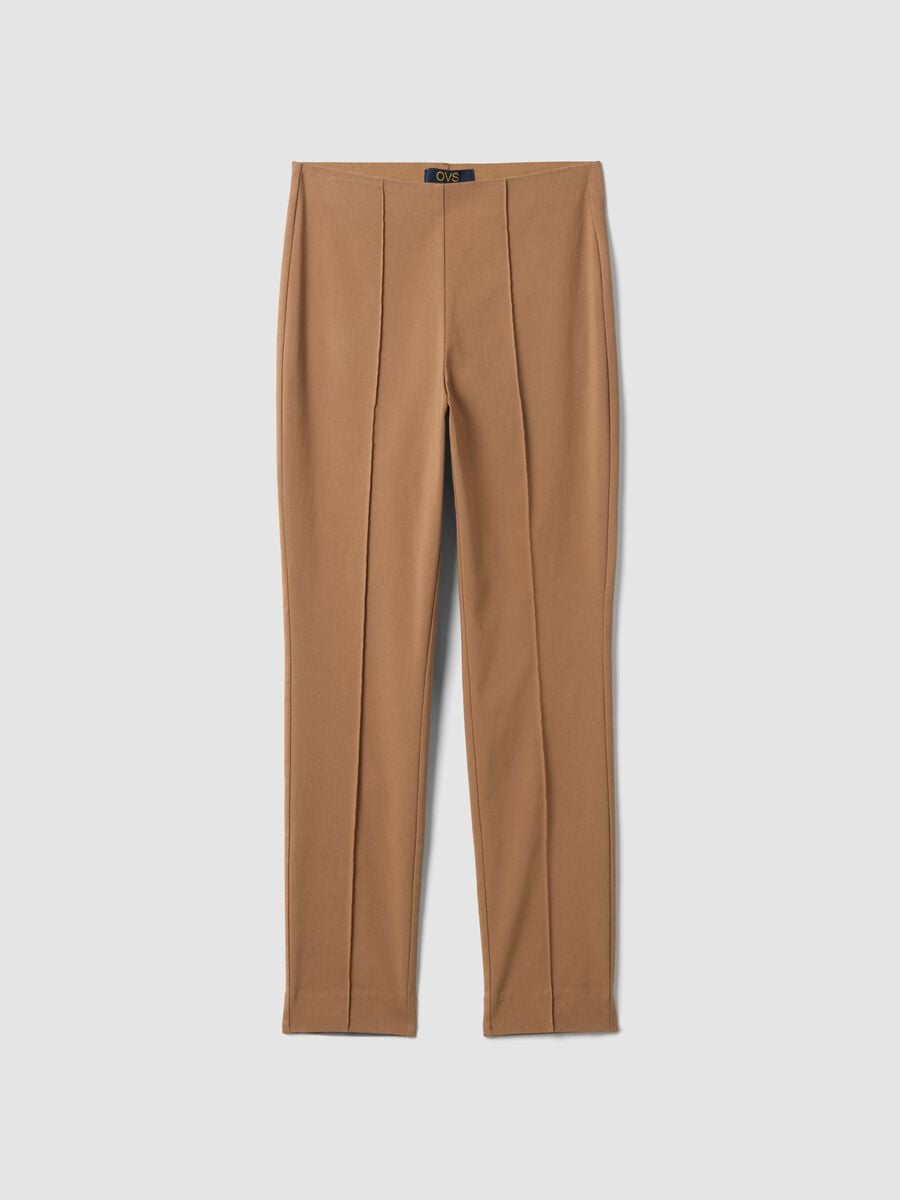 Leggings marroni in viscosa elasticizzato slim fit_4
