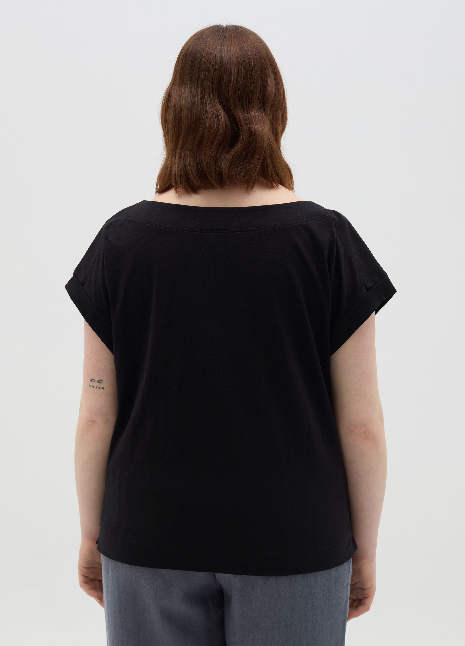Curvy T-shirt in slub jersey