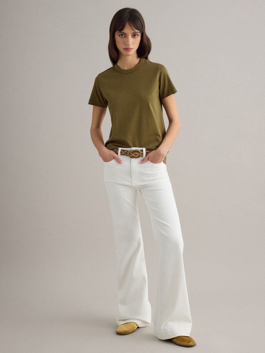 T-shirt girocollo in puro cotone verde regular fit_2