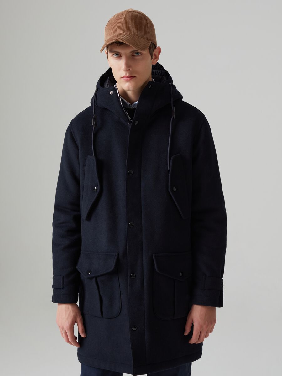 Parka in panno con cappuccio_1