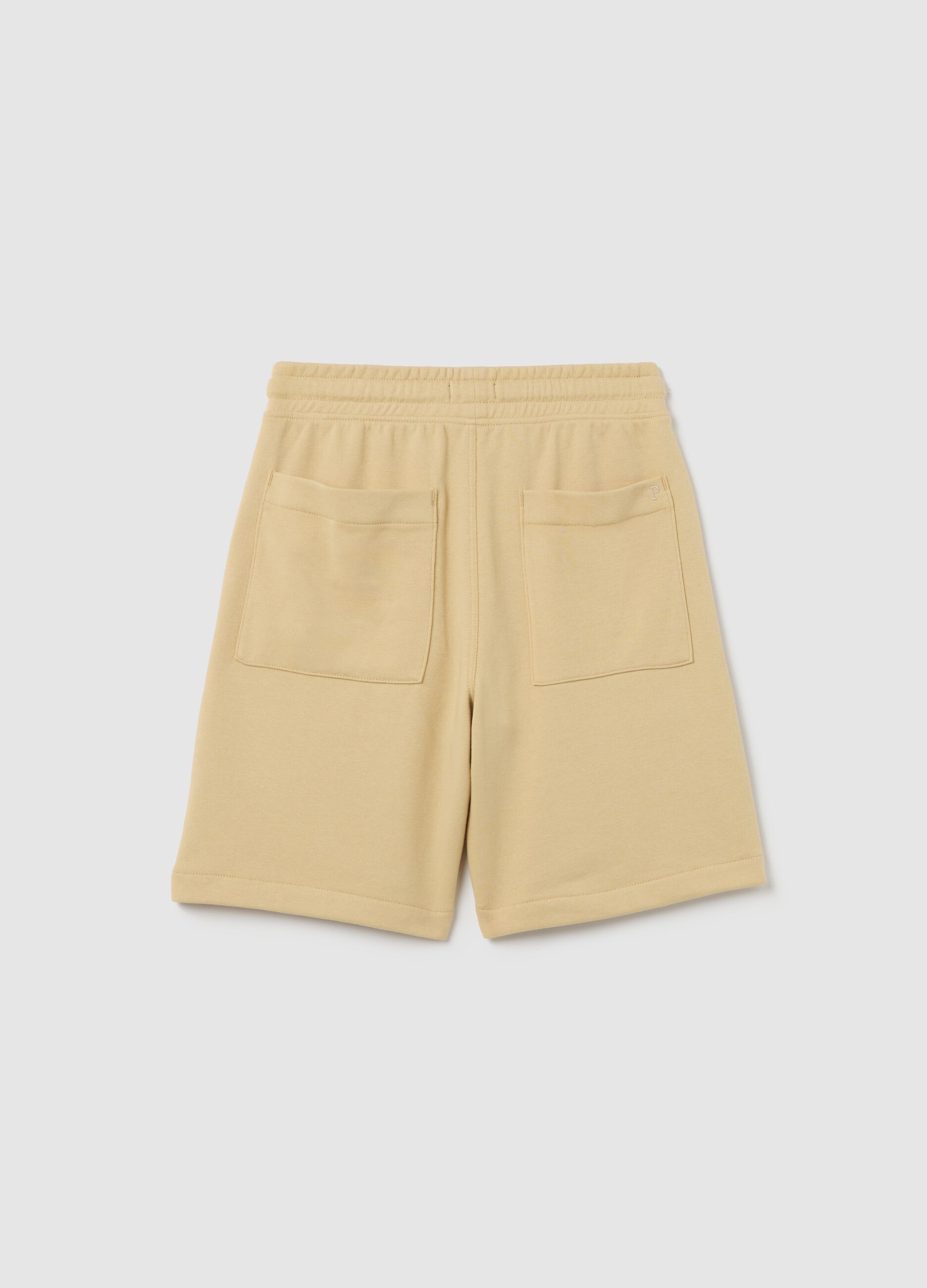 Beige cargo shorts in French terry