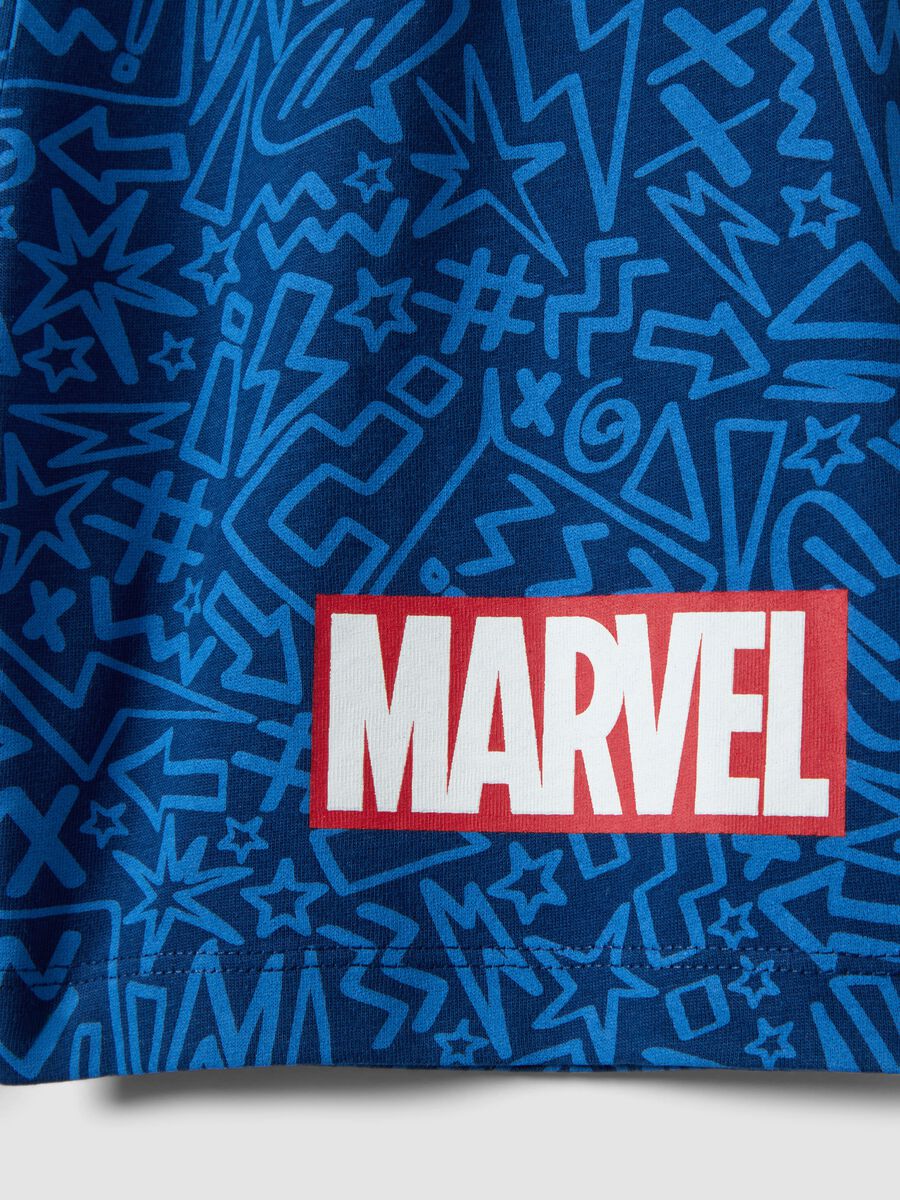 Boys&rsquo; blue Marvel pure cotton short pyjamas with prints_3