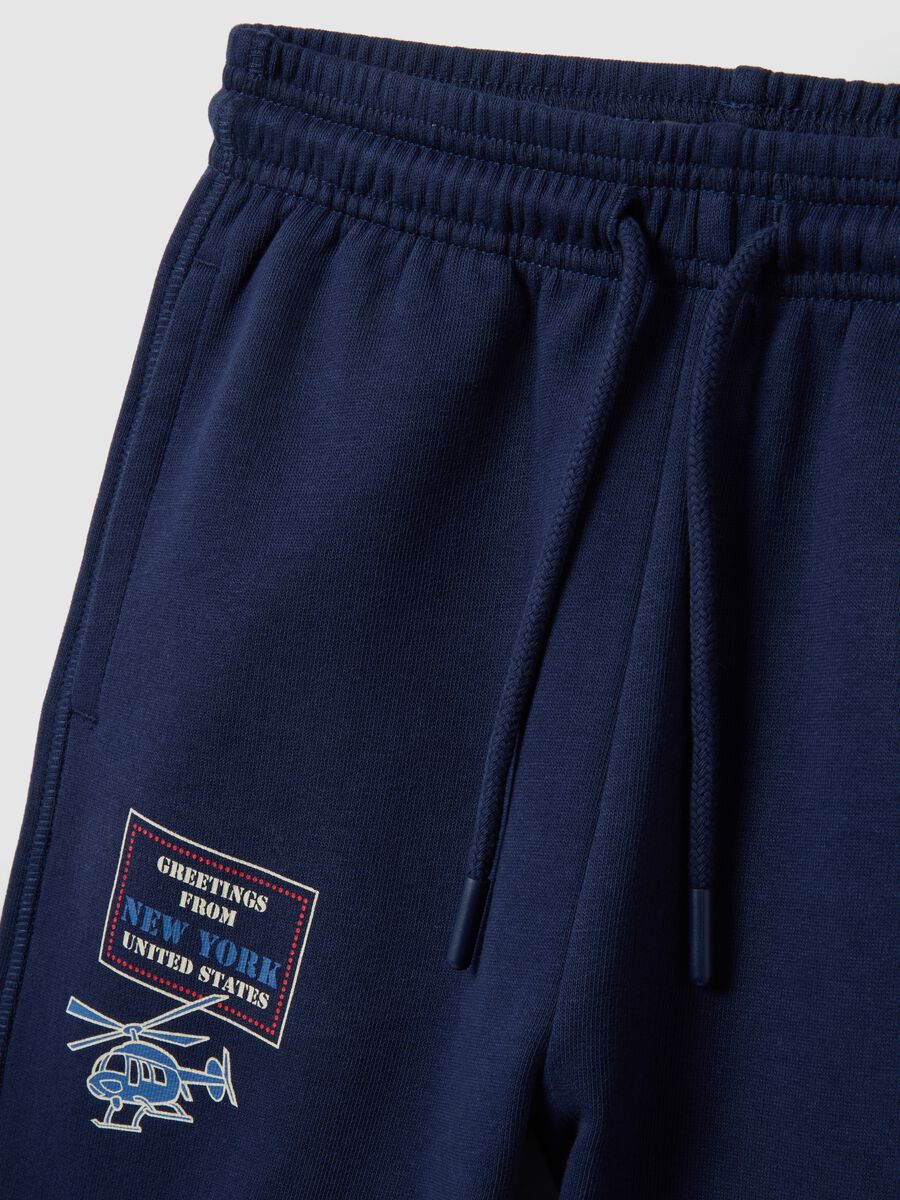 Children's blue jogger trousers in pure cotton with regular fit and logo_2