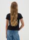 Girls' black pure cotton regular fit t-shirt with print_2