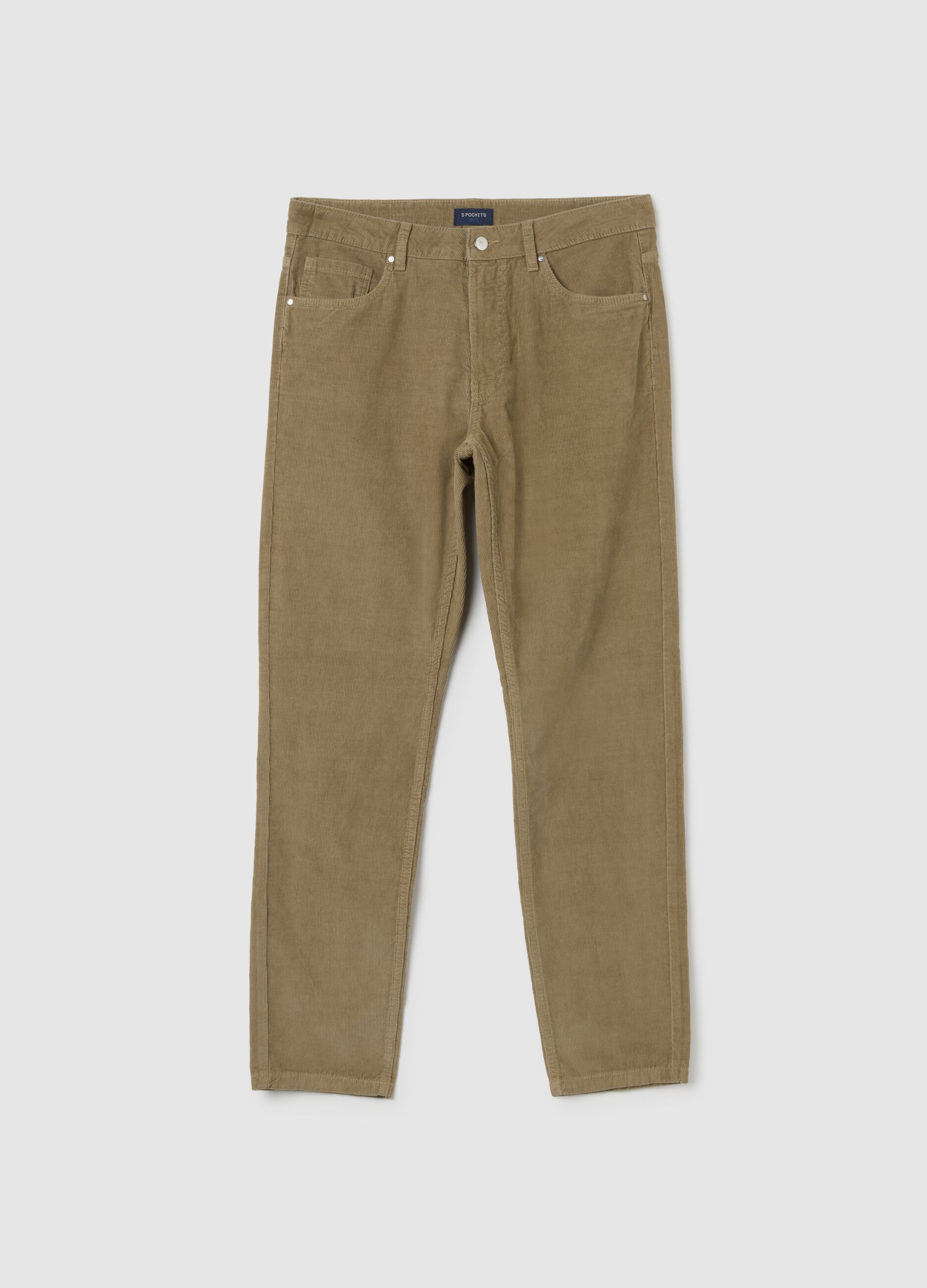 Slim fit brown pure cotton trousers