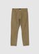 Slim fit brown pure cotton trousers_0