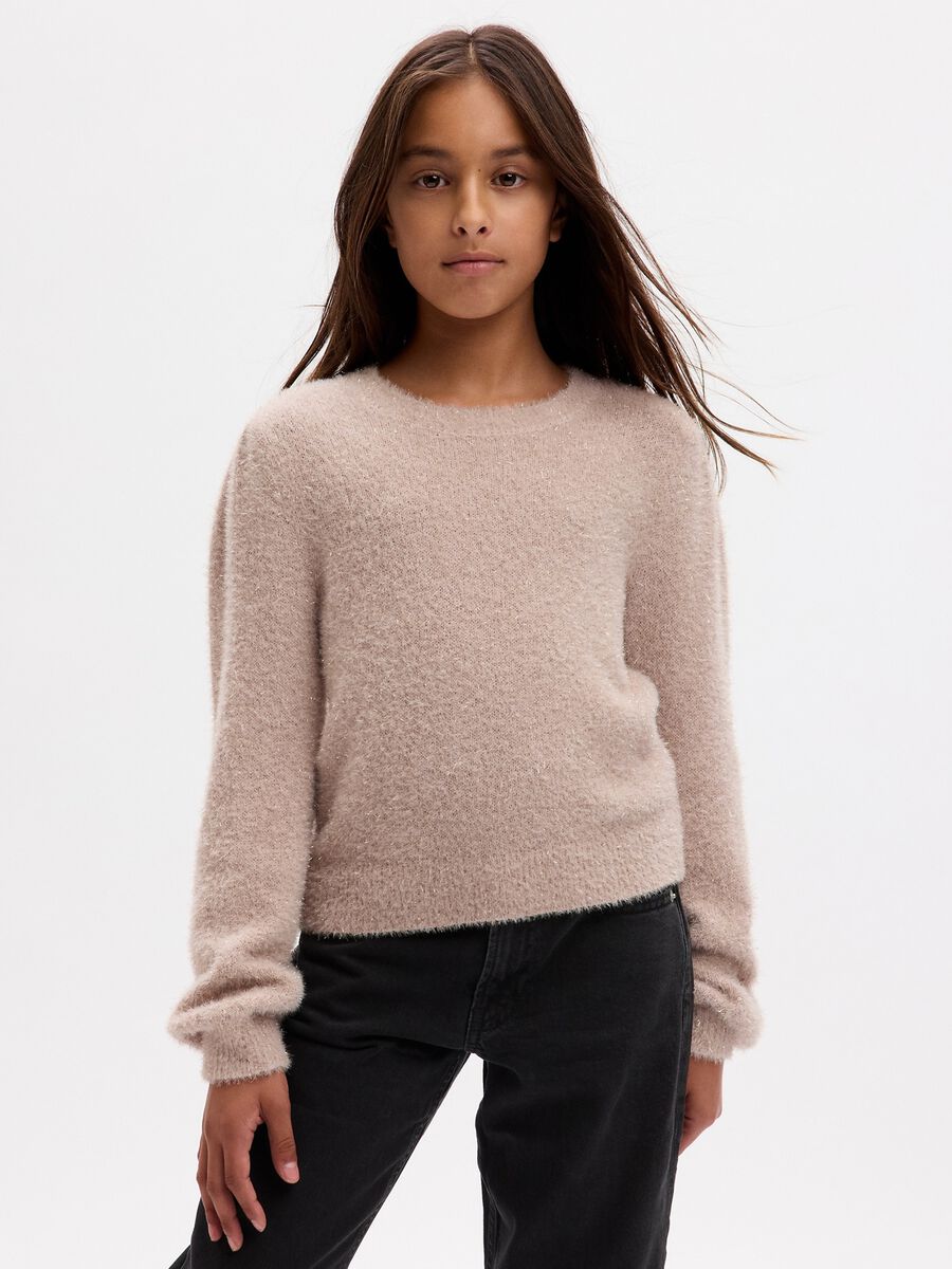 Pullover in filato peloso con lurex_0