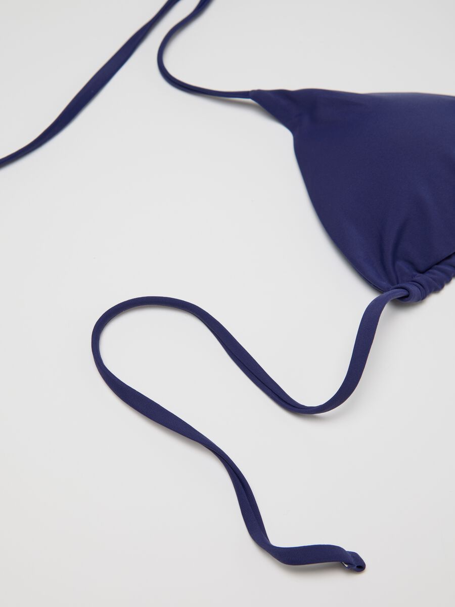 Blue triangle bikini top with ties_5