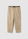 Beige pure cotton chinos regular fit with belt_4