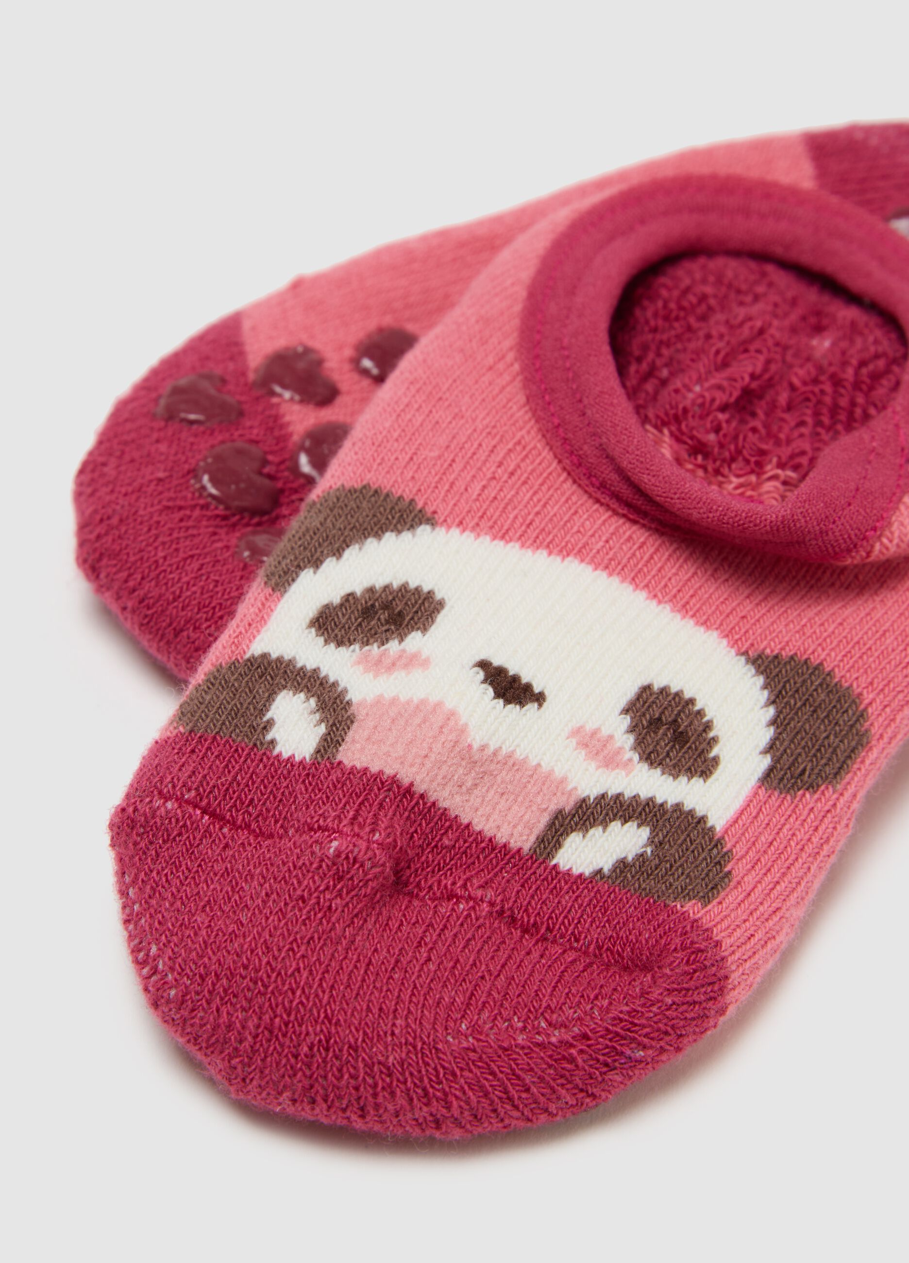 Pink baby cotton socks with anti-slip