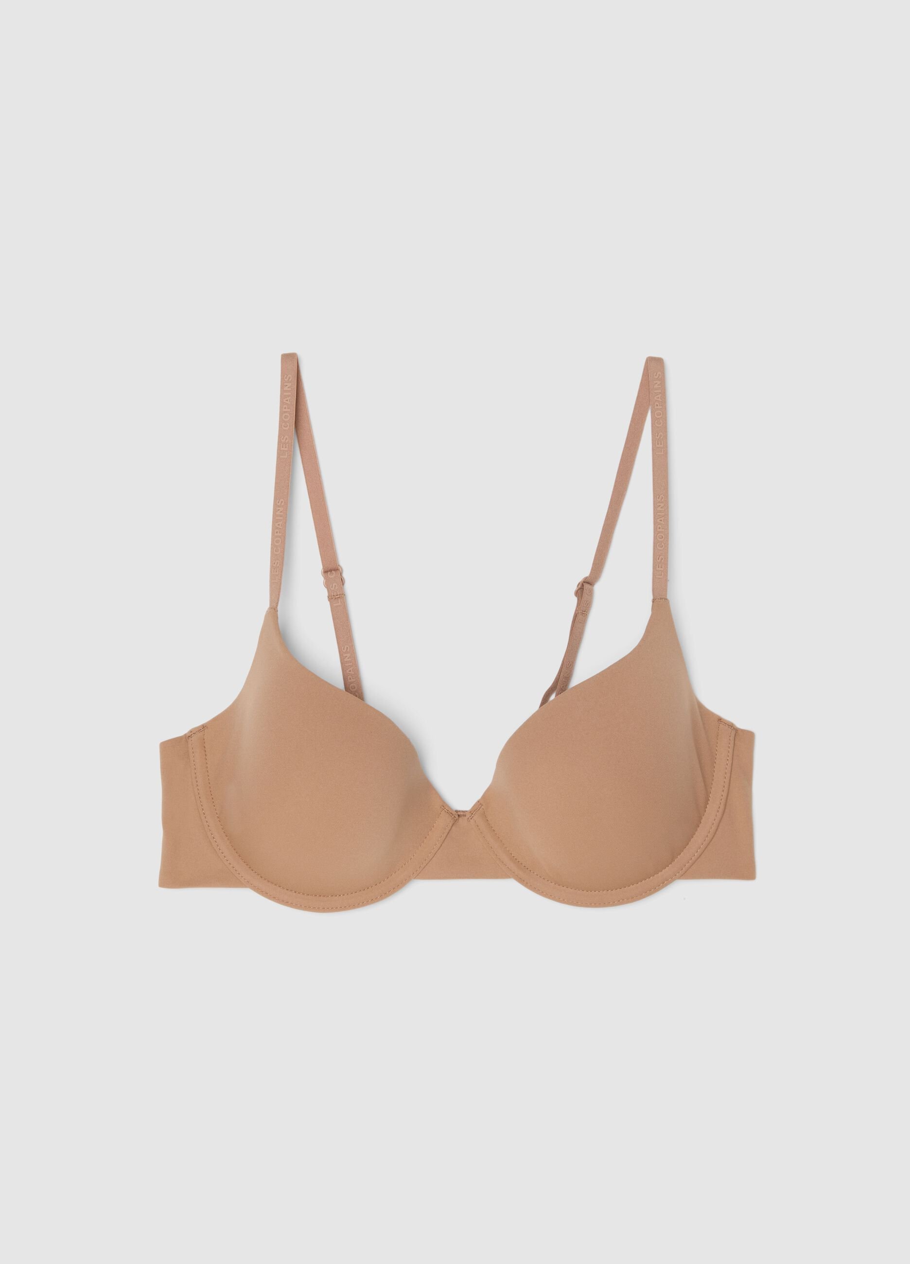 Beige full coverage bra with padded cups