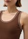 Brown regular-fit stretch cotton tank top with trim_3