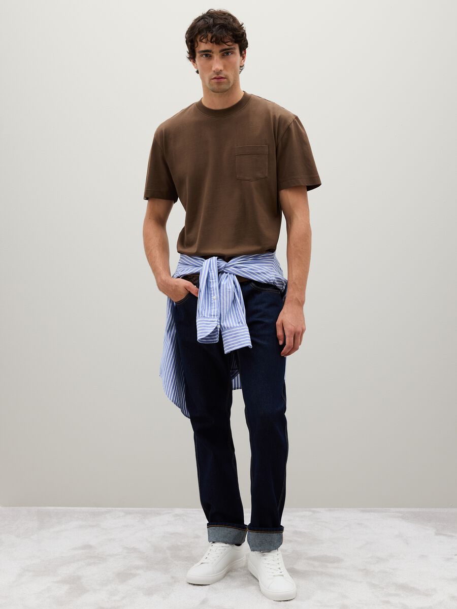 Brown pure cotton regular fit T-shirt_1