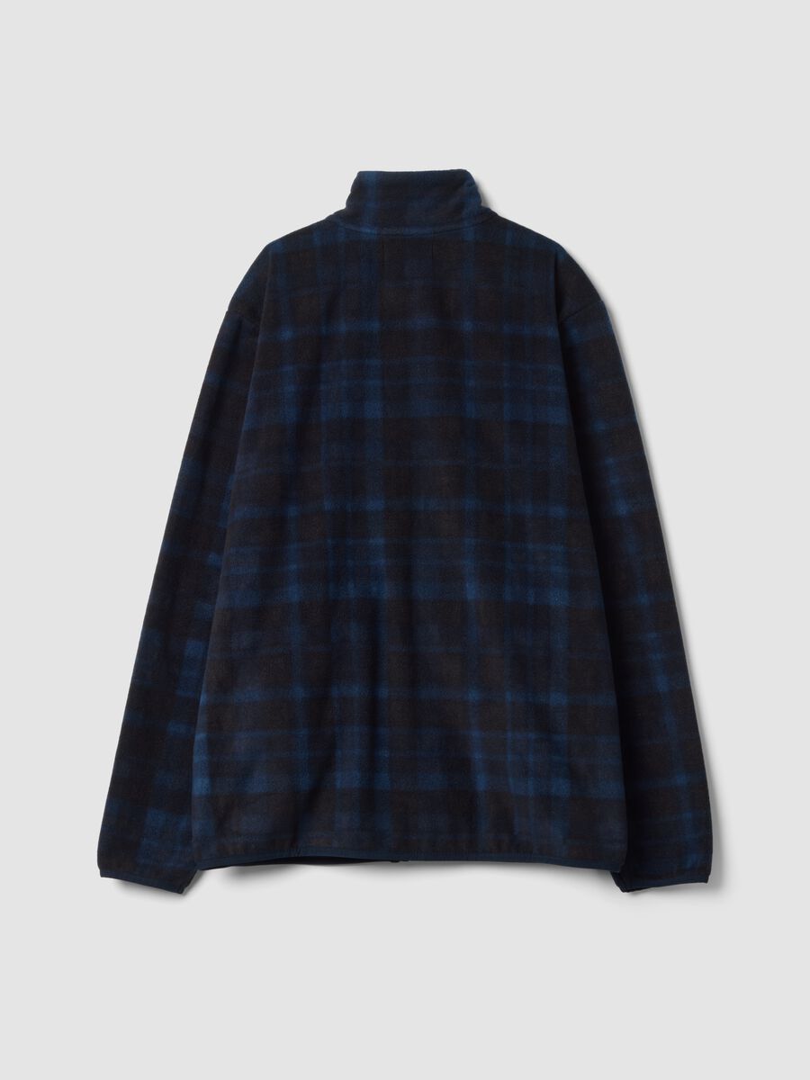 Blue checked fleece sweatshirt with collar, regular fit_2