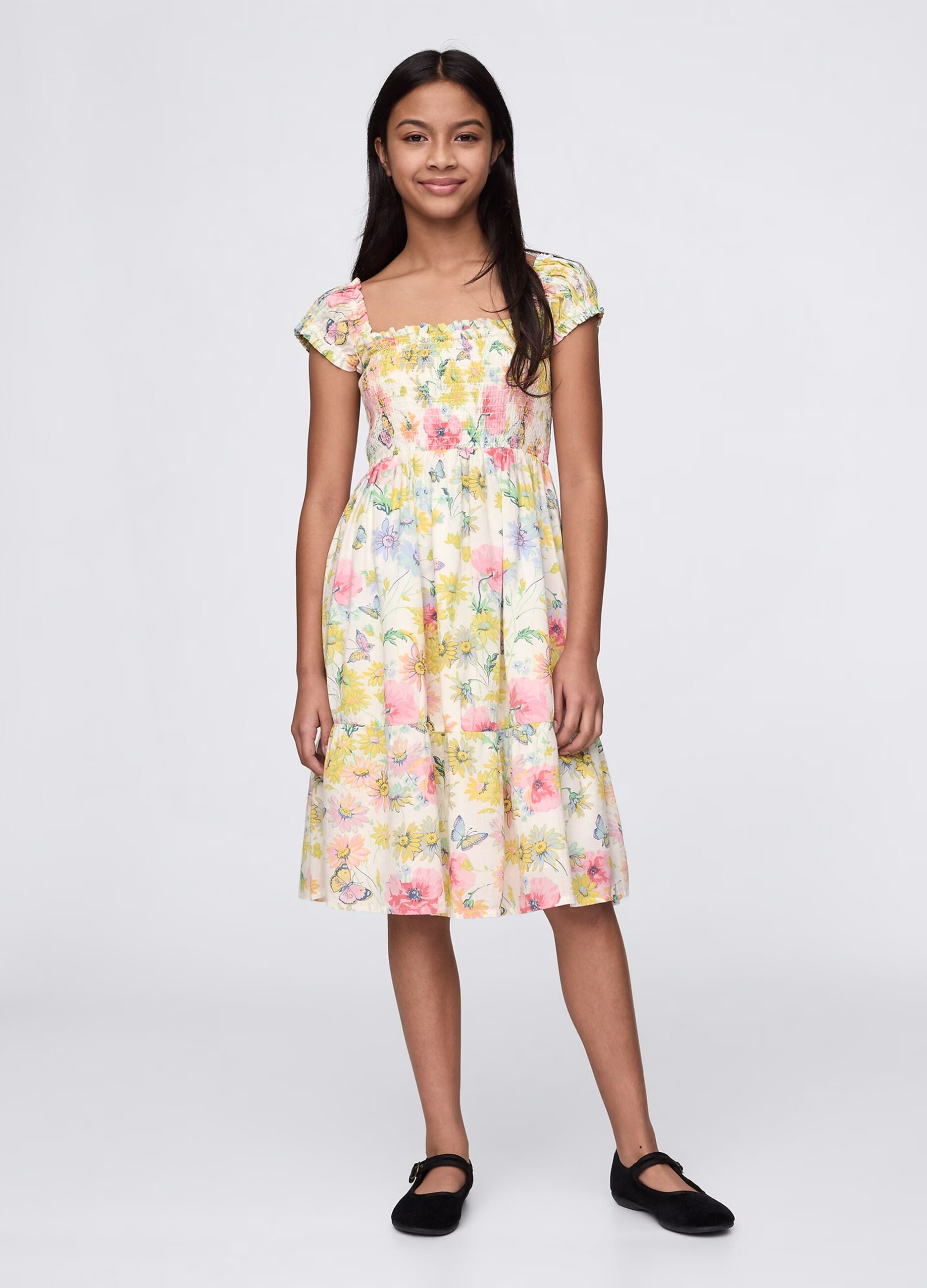 White floral dress in cotton
