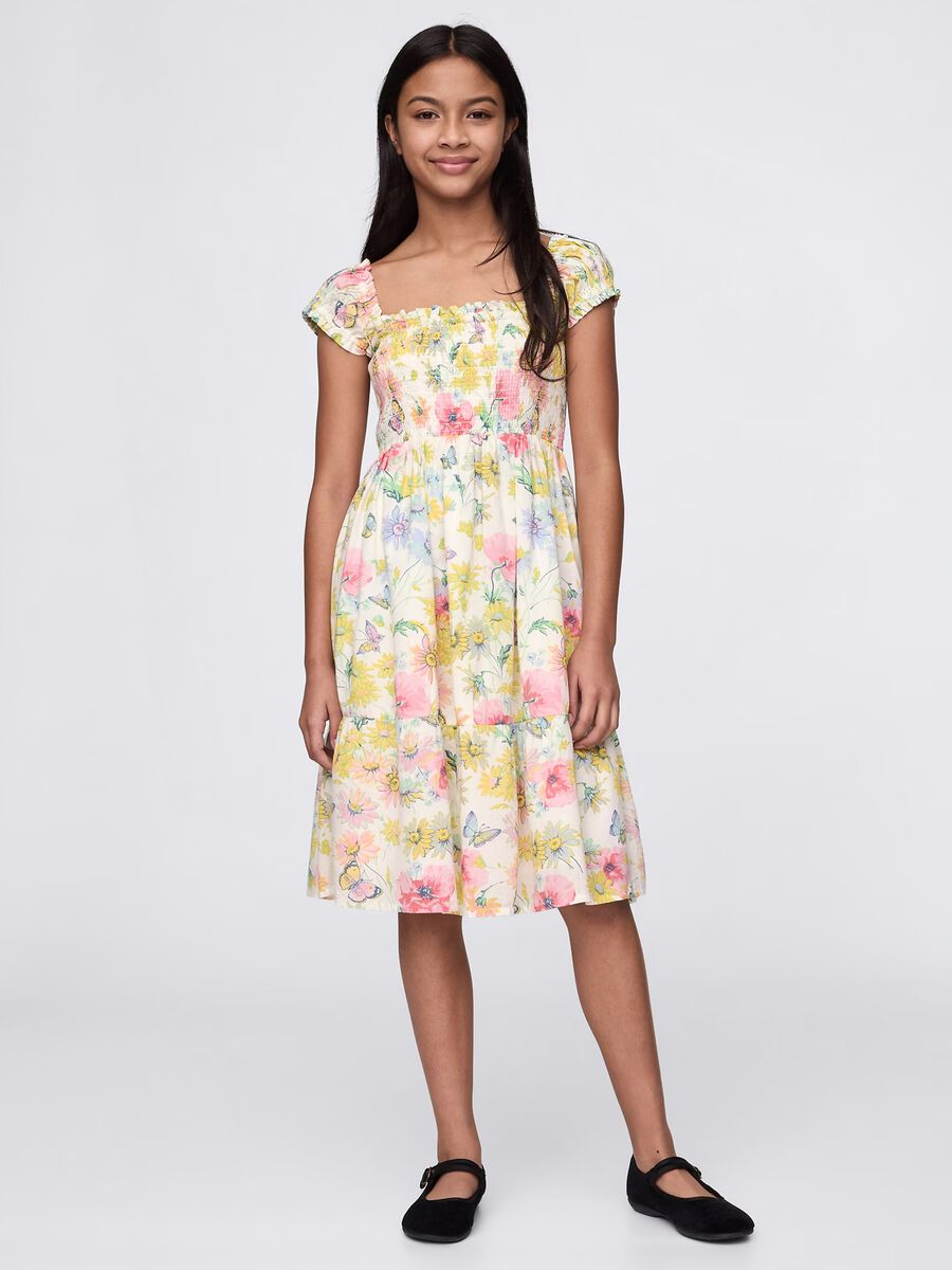 White floral dress in cotton_0