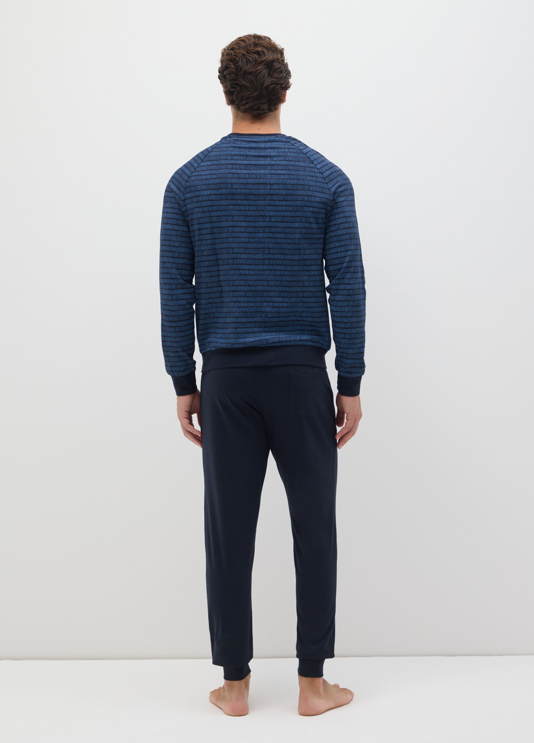 Regular Fit Blue Pure Cotton Pyjamas