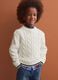 White pure cotton cable-knit oversized jumper for boys_1