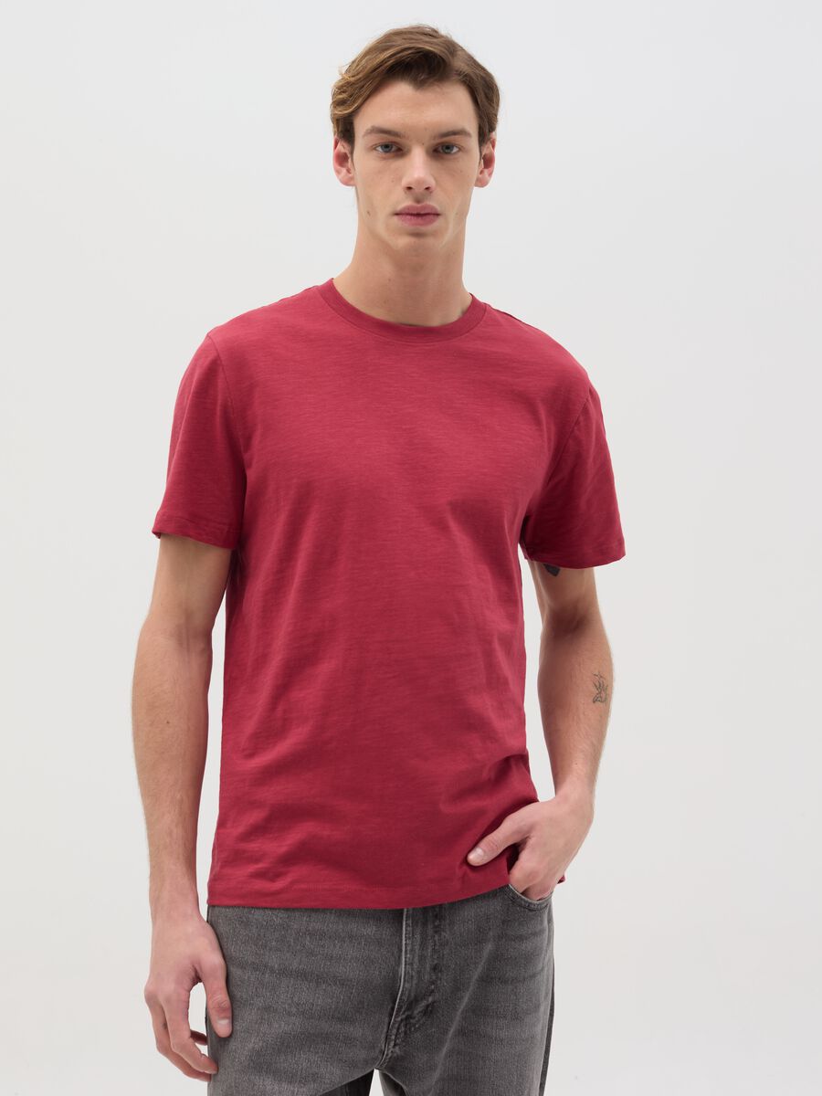 T-shirt in slub cotton with round neck_0