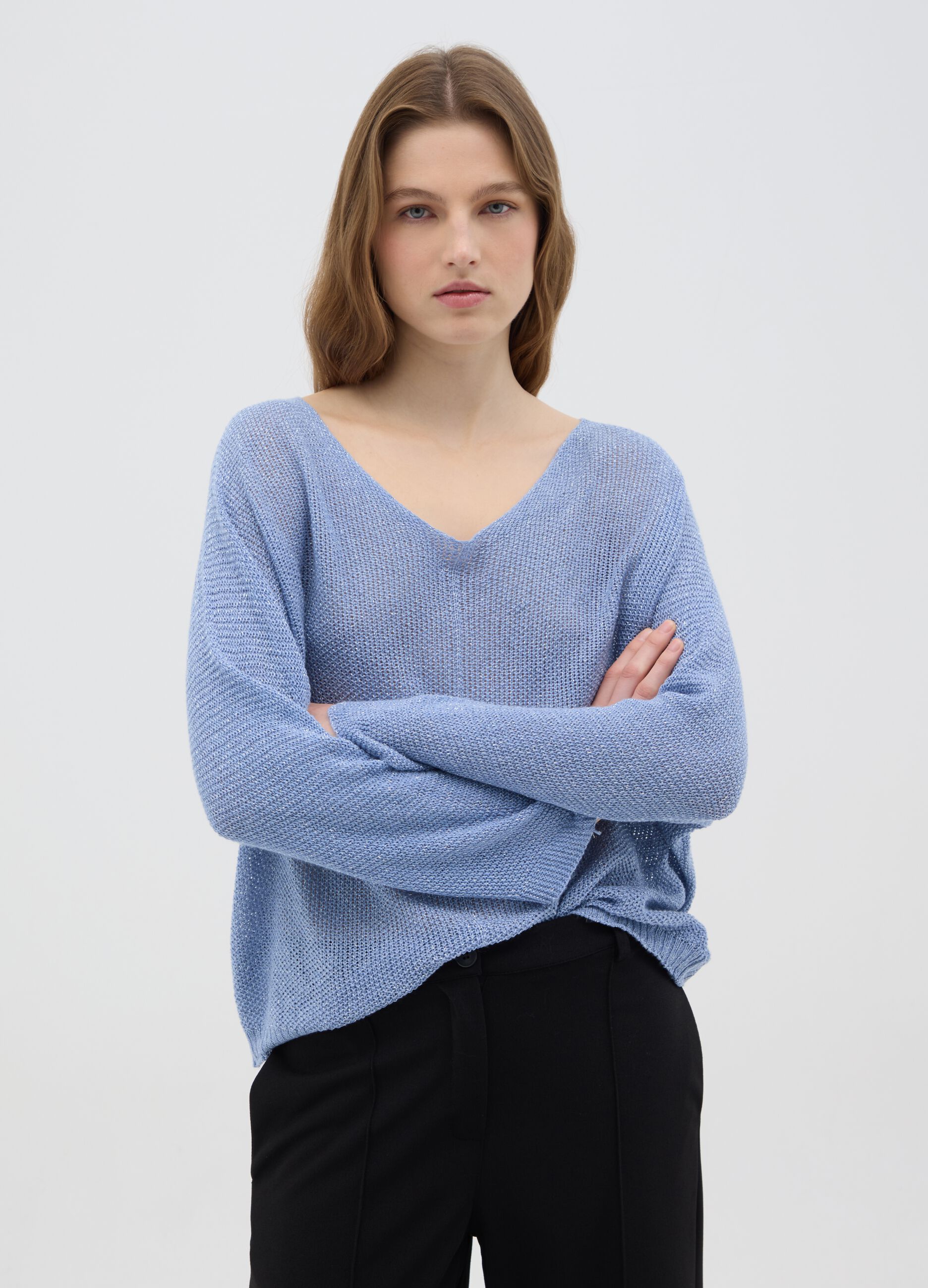 Blue Regular Fit Women's Jumper