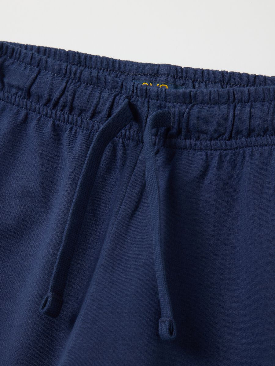Blue shorts in pure cotton with elasticated waist_3